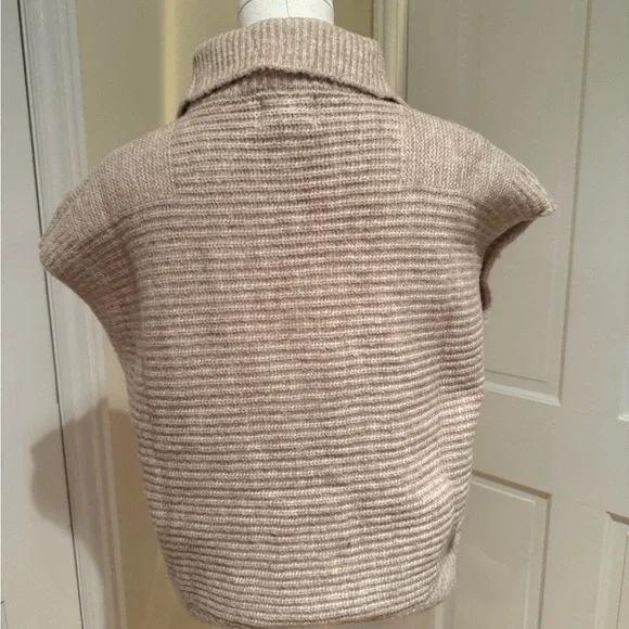 FRNCH Beige Ribbed Cowl Sweater Vest with Buttons - Picture 5 of 5